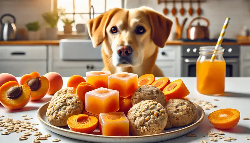 "Selbstgemachte Aprikosen-Hafer-Kekse und Aprikosen-Karotten-Eiswürfel für Hunde – dürfen Hunde Aprikosen essen?"